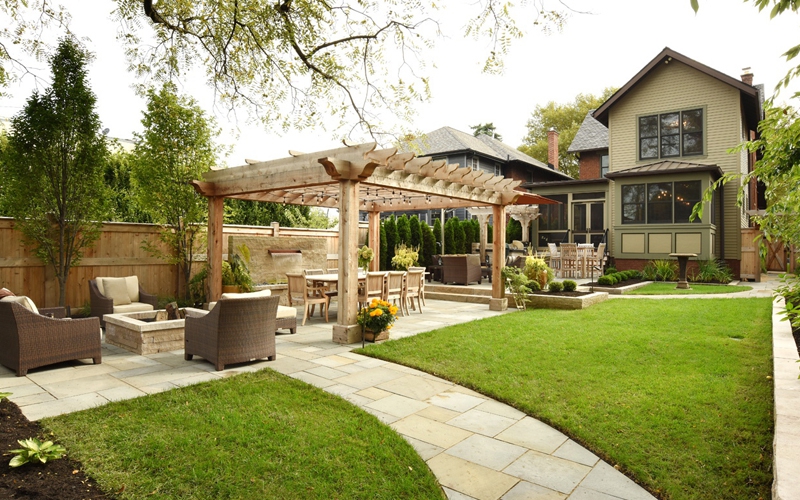 backyard patio with pergola